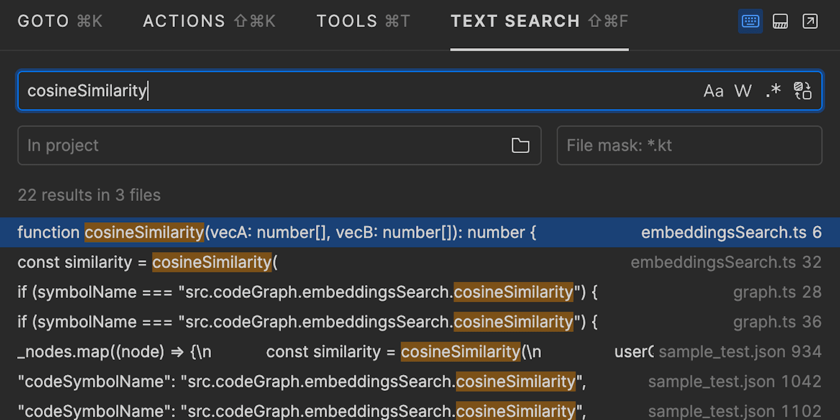 IntelliJ search